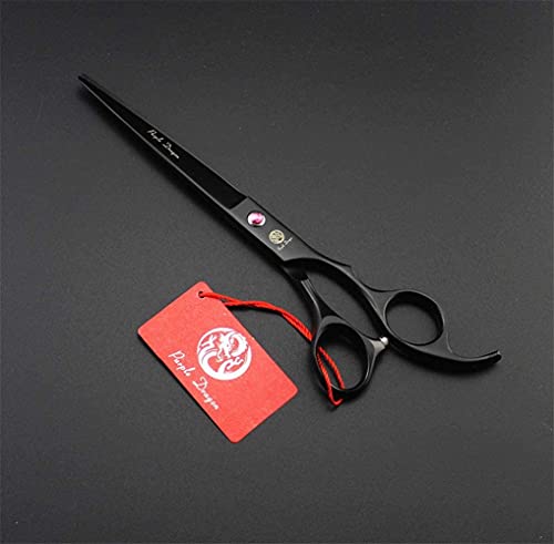 Purple Dragon Professional 7.0 inch 4PCS Pet Grooming Scissors Kit Japan Premium Steel Straight, Curved & Thinning Blade Dog Hair Cutting Shears Set with Case - color: Matte Black