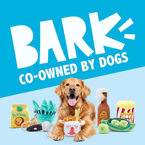 BarkBox Old Goldie Dog Toy | Plush Snack Pack Mascot Toy with Squeaker, Crinkle and Fluff | Fun for Dogs - color: Old Goldie