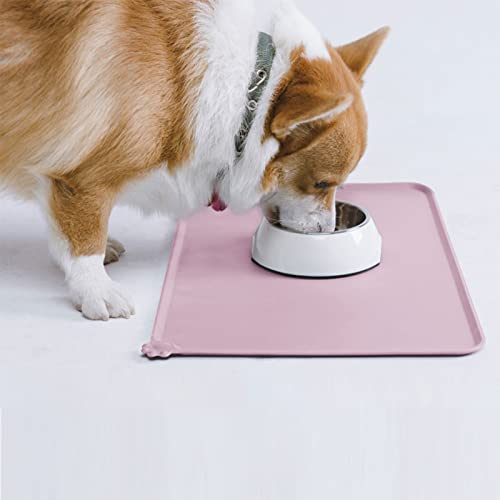 AUDWUD Silicone Waterproof Pet Feeding Mats,Anti Slip Bowl Pad,Dog Mat for Food and Water - color: Peach Pink, size: 18.5" x 11.5"