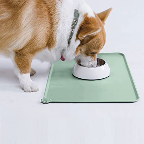 AUDWUD Silicone Waterproof Pet Feeding Mats,Anti Slip Bowl Pad,Dog Mat for Food and Water - color: Lake, size: 18.5" x 11.5"