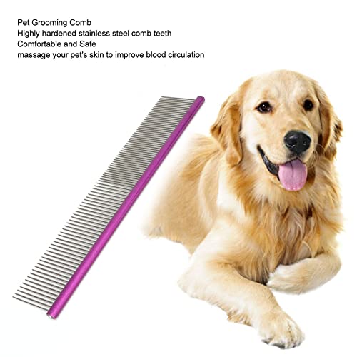 Greyhound Comb For Dogs, Metal Dog Comb Dog Combs with Rounded Ends Dog Comb Cat Comb For Removing and Knots Grooming Tool For Long Short Haired Dog (Purple 19cm/7.5in) - size: Purple 19cm/7.5in