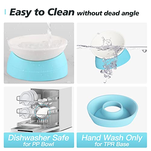 Ravitat 2Pcs Elevated Cat Food Bowl - Adjustable, Anti-Slip & Anti-Noise, Protects Pet's Spine - Thickened Plastic, 17 Oz - color: Milky White, Light Blue & Milky White, Pink