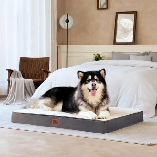 EHEYCIGA Orthopedic Dog Beds, Egg Crate Dog Bed Pet Mat with Washable Removable Cover, All Size Dogs - color: Beige, size: 30*20*3.5 inches