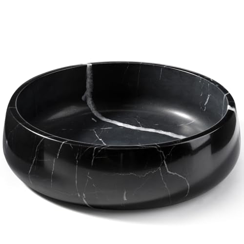 Karibiber Natural Marble Dog Bowl, 5lbs Non Slip Dog Food Bowl, Non Spill Weighted Water Bowls for Large Dogs, Durable Big Dogs Dish, Puppy Pet Bowls, Easy to Clean, Holds 6.5 Cups(Spain Black) - color: Black, size: L