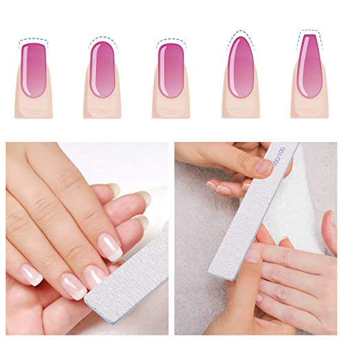 100 Pieces Rectangle Nail Files 100/100 Grit, Reusable Nail Buffers Double Sided Emery Boards Fingernail Files for Acrylic Nails and Natural Nails - size: 100/100 Grit(100 Count)