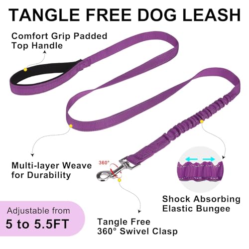 BEAUTYZOO No Pull Dog Harness Medium Sized Dog, Breathable Mesh Padded Dog Harness and Leash Set, Adjustable Reflective Escape Proof Dog Vest Harnessss Quick Fit for Training Walking, Purple M - color: Purple, size: M: Chest 21"-26.7"