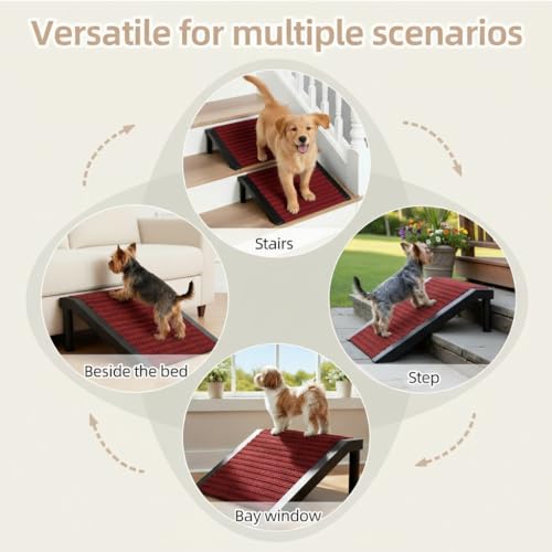 Dog Ramp for Stairs – Non-Slip Pet Steps with Locked-in Carpet & Iron Frame, Helps Senior Dogs & Small Breeds Climb Safely (Cinnabar-2 Pack) - size: Cinnabar-2 PACK