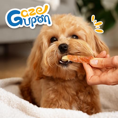 Gazeupon Dog Treats for Small Dogs, Soft Chicken Wrapped Cod Sticks, Rawhide Free Training Treats for Small Breeds, Healthy Chewy Snacks with Omega-3