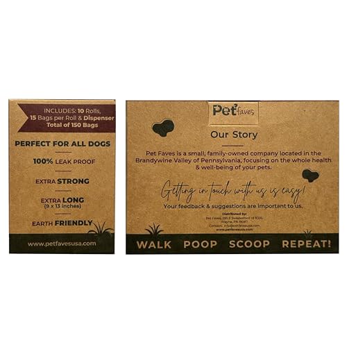 Pet Faves Eco-friendly Dog Poop Bags -100% Leak-Proof, Strong and Extra Long Doggie Poop Bags for Dogs and Cats waste bag, Lavender Scented - 150 Bags (1 pack)