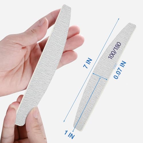 Nail Files (100 Pack), 100/180 Grit Wooden Emery Board Nail File Double Sided Wood Emory Fingernail Files for Natural Nails Professional Reusable Manicure Pedicure Curved