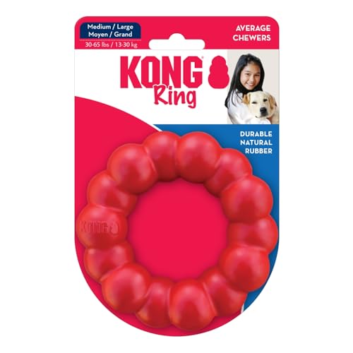 KONG Ring - Natural Rubber Ring Toy for Healthy Chewing Habits - Chew Toy Supports Dog Dental Health - Dog Toy Supports Instincts During Playtime - for Medium/Large Dogs - size: Medium