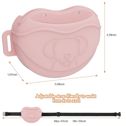 Dog Treat Pouch - Premium Silicone - Upgrade 4 Strong Magnets Enhanced Magnetic Closure, Adjustable Waist Belt - Ideal for Puppy Training and Outdoor Walks - Pink - color: Pink