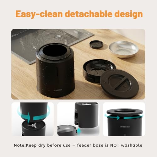 Miaosical Automatic Cat Feeder,2.4G WiFi Timed Auto Cat Food Dispenser with 10s Voice Recorder,Dual Power Supply,4.2L Auto Cats Feeder(Black, 4.2L WiFi Single Bowl)