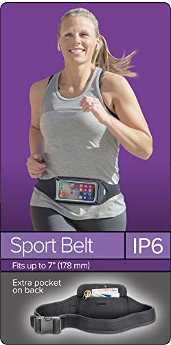 Tune Belt IP6 Running Belt for Men & Women, Universal Phone Waist Pack for Large Smartphones & Cases – Compatible with iPhone 16/15/14/13 Pro Max, Plus, Galaxy Ultra, Touchscreen Window, Extra Pocket