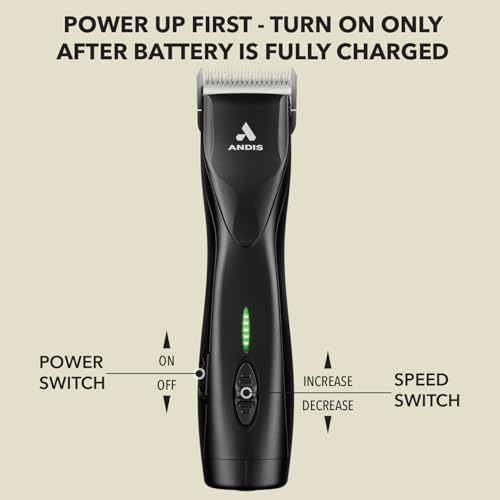 Andis 79170 Pulse Zr II 5-Speed Detachable Blade Clipper, Cordless Animal/Dog Grooming, Removable Lithium Ion Battery, LED Charge Light, Black - color: Black