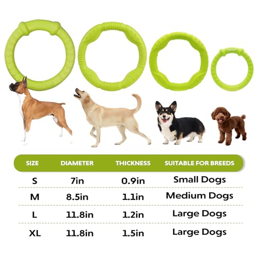 LaRoo Dog Toys for Medium/Large Dogs, Floatable Dog Flying Discs 3 Sizes Pool Toy, Interactive and Tug of War Ring Toy, Funny Fetch Teething Toys (Green, 11.8“) - color: Green, size: Large