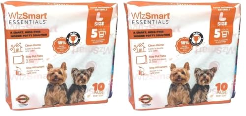 WizSmart Essentials Large Dog Pads, 23.5" x 22", Extra Absorbent Puppy Training Pads, Indoor Potty Pads, Leakproof Gel Pads for Small Dogs, Crate, House, Travel, Eco-Friendly, Non-Slip - 10 Count - size: 10 pads (Pack of 2)