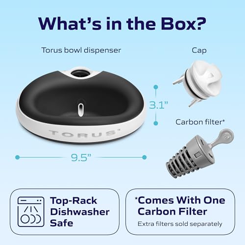 Mini Filtered Water Bowl for Cats & Small Dogs, 1L/34oz - No Power Needed, Auto-Refill, No Spill, Portable Travel Lock, Carbon Filter, BPA-Free, Puppies & Kittens