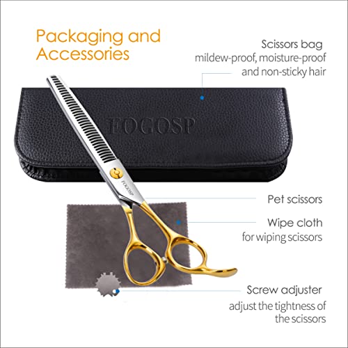 Dog Thinning Shears for Grooming 36 Teeth 6.5" Dog Blending Shears for Grooming Small Medium Dogs Professional Pet Thinners Blenders Scissors for Right Groomer(Blender, Gold) - size: 7 inch, style: Blender