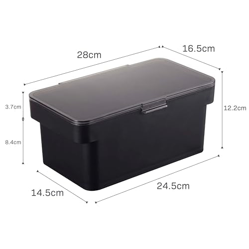 YAMAZAKI Home Tower Airtight Pet Food Storage Container - Cat And Dog Food Holder Bin With Transparent Lid And Handle - Small - Polypropylene - 0.8 Gallons, 3 Liters - color: Black, size: Small