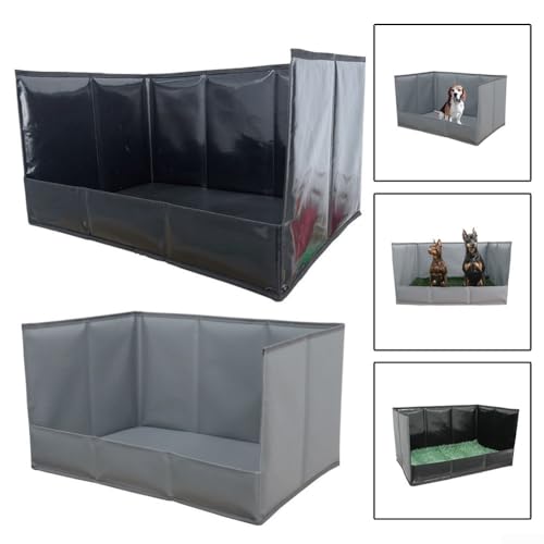 Foldable Dog Grass Pad with Tray, High Walls Pee Potty Trainer Large Medium Small Dogs, Portable Artificial Turf Mat, Control, Gray(Gray L) - size: Gray L