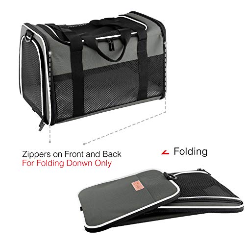 Cat Carrier - Portable Foldable Dog Pet Carrier, Soft-Sided Pet Bag up to 22 Lbs, Airline Approved Travel Puppy Carrier - color: Brown, size: 19.7"L x 12"W x 12"H