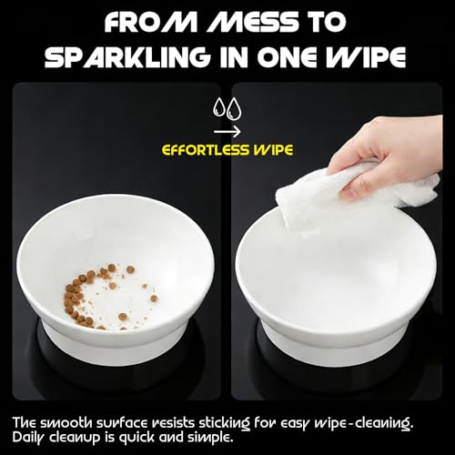 LivLab Mker Raised Cat Bowl, Elevated Cat Food Bowls with Stand - 15° Tilted Shallow Cat Dish for Whisker Fatigue Relief, 4.5" Height for Easy Feeding, Lead & Cadmium Free Melamine Bowl, White - color: White