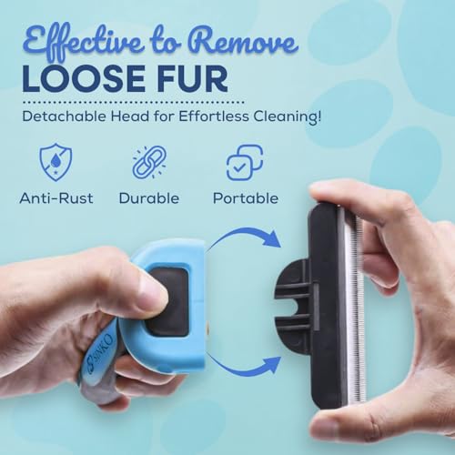 Sinko Deshedding Tool for Dogs & Cats, Pet Grooming Brush, Skin Friendly, Effectively Reduces Shedding by up to 95% for Short Medium Long Pet Hair (Blue)