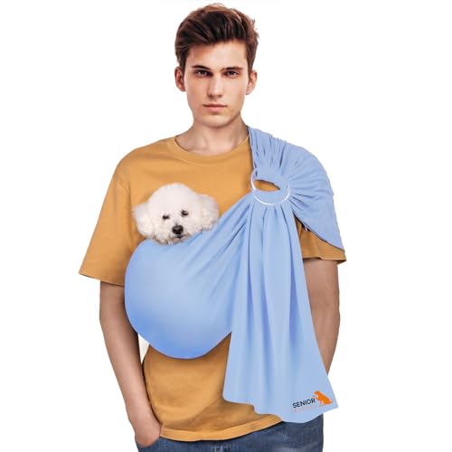 Dog Sling Carrier for Small Dogs,Carrying Wrap Anti-Anxiety Cat Sling,Adjustable Pet Sling (Light Blue) - color: light blue