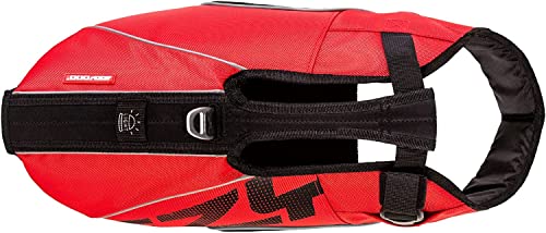 EzyDog DFD X2 Dog Life Jacket - Adjustable Swimming Safety Life Vest Preserver with Continuous Neck Flotation, Reflective Trim, & Grab Handle (XS, Red) - color: Red, size: XS