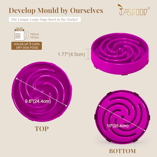 JASGOOD Slow Feeder Dogs Bowl for Large Medium Dogs,Anti-Gulping Pet Slower Food Feeding Bowls Stop Bloat,Preventing Choking - color: F-Purple