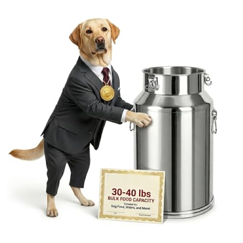 30-40 LBS Stainless Steel Pet Food Storage Container with Airtight Lid | Dog Food Storage Bin, Large Capacity, Scoop Included, 304 Metal Material, Convenient Handle