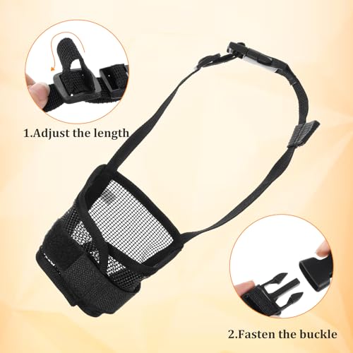 ElevateTech 3Pcs Dog Muzzle Soft Mesh Muzzle for Small Medium Large Dogs Adjustable Strap Breathable Dog Mouth Guard Anti Biting Barking Chewing Suitable Pets Walking Camping 3 Sizes (Black S M L)