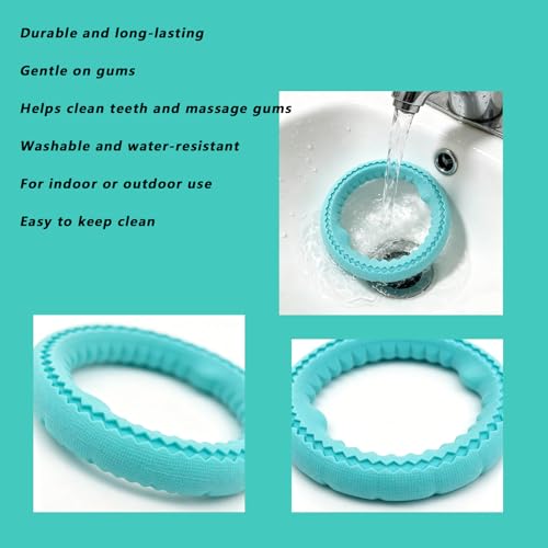 Dog Chew Ring Toy, Durable Rubber Teething Ring Aggressive Chewers, Non-Toxic Dental Cleaning Toy for Small & Medium Dogs, Interactive Fetch Tug Toy Mint Blue