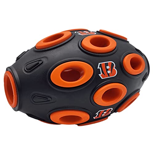 NFL Cincinnati Bengals Football Treat Dispensing Toy for Dogs and Cats, Rubber Ball Dog Toy, Interactive Fun Dog Treat Toy, Natural Rubber Dog Feeding Toy - color: Cincinnati Bengals