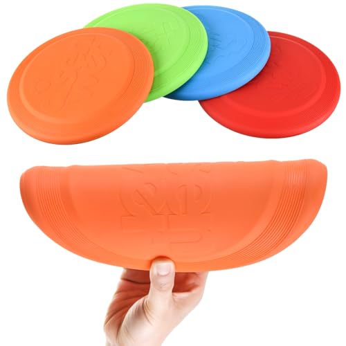 Dog Flying Disc - Durable Rubber Dog Toy for Fetch - Interactive Lightweight Flyer Dog Toys for Outdoor Playtime - Safer Disc for Healthy Activity - for Small/Medium Dogs 2 Pack