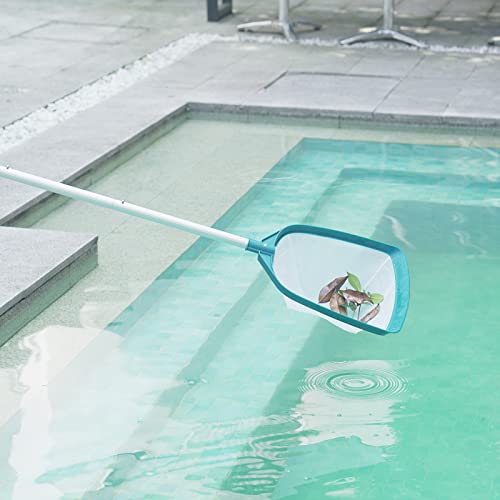POOLWHALE Upgrades Swimming Pool Leaf Net Skimmer Rake with Adjustable Aluminum Pole and Nylon Medium Fine Mesh for Cleaning Swimming Pools, Hot Tubs, Spas and Fountains - size: Pool Skimmer with Pole