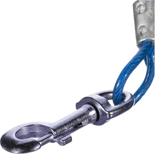 12 Foot Pet Coiled Tie Out Cable - Blue - Retracts Easily and Quickly to Avoid Tangles - style: Coiled Leash