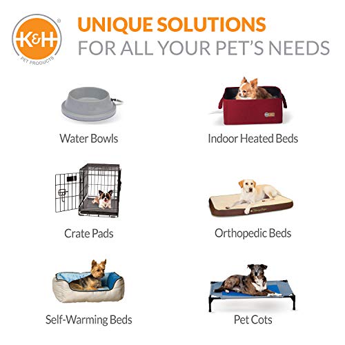 K&H Outdoor Elevated Dog Bed - Cooling Raised Dog Bed for Small & Medium Pets, Breathable Mesh Center Hammock Design, Indoor/Outdoor Washable Cover, Portable Metal Frame, Gray, Medium 32x25in