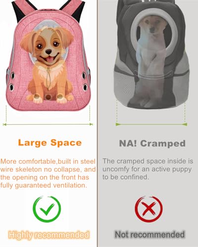 Small Dog Cat Chest Backpack Carrier,Large Space Ventilated Front Facing Backpack Carrier for Puppy,Lightweight Doggy Backpack for Hiking,Camping,Travel,Outdoor,Max 12 lbs(Pink) - color: Pink