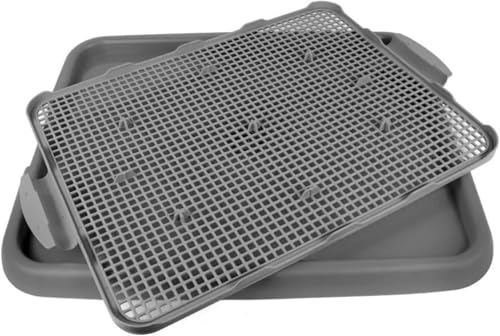 UPIT Puppy Potty Tray with Mesh – Dog Pee Pad Holder for Small Dogs & Puppies, Indoor Dog Potty Training Toilet, Plastic Leak-Proof Dog Potty Tray (Small - 20 x 16 in)