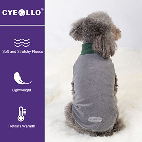 cyeollo 2 Pack Dog Sweaters Stretchy Fleece Sweatshirt with Reflective Stripe Pullover Stretchable Sweater Dog Clothes for Small Puppy Dogs, Green & Grey S - color: Green & Grey, size: Small