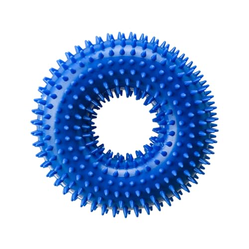 Dog Toys Squeaky - Spiky Ring for Chewers Dog Teething Toy with Rope, Squeaky Puppy Teething Spikey Glitter Ring Chew Toy, Aggressive Chew Indestructible for Puppy Teething Boredom Relief (Blue) - color: Blue