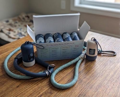 Dog Poop Bags - 100% Certified Compostable - 225 ct. | Ultra-thick Dog Bags for Poop - Up to 75% Thicker (20 microns) | 90-day Home Compostable, Plant-based Dog Waste Bags (Dark Blue/White) - color: Dark Blue/White