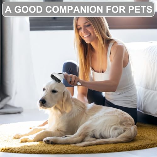 Self Cleaning Slicker Brush for Dog and Cat Deshedding, Grey | Shedding Brush for Dogs & Cats, One-Click Retractable Bristles for Easy Cleaning Flying Hair at Home - color: Grey 1 PCS