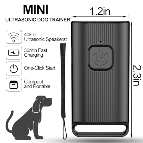 Mini Ultrasonic Dog Bark Deterrent Device - Stop Dog Barking Device for Own or Neighbor's Dog, Rechargeable Anti Barking Dog Trainer Portable Stop Barking Pet Training Tool