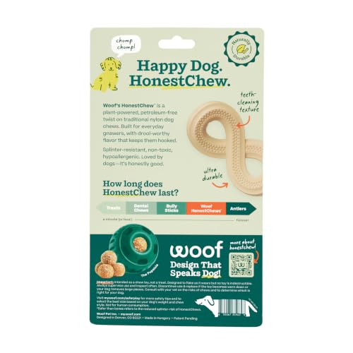 WOOF HonestChew Dog Toy Infinity - Durable Dog Chews - Made with Natural, Plant-Based Ingredients - Splinter-Resistant - Safer Than Dog Bones - Small - size: Small