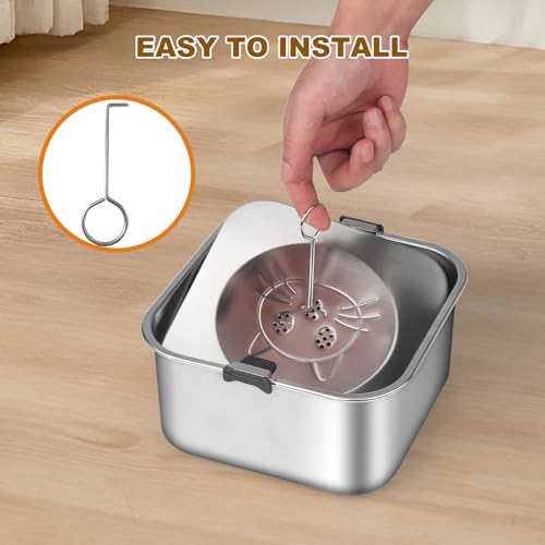 3L/101oz No Spill Dog Water Bowl, Slow Drinking Travel Dog Bowl Spill Proof, Stainless Steel Slobber Stopper for Messy Drinkers, Small Medium & Large Breeds, Square