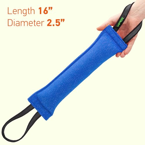 Viper Heavy Duty French Linen Dog Bite Tug Toy - K9 Trainer, Tough and Durable for Dogs Shutzhund IPO K-9 - Blue - 12in L x 1.5 W - color: Blue, size: 12in L x 1.5in W