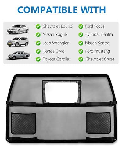 52" Wide Dog Car Barrier for SUV, Escape-Proof Dog Barrier with Removable Visual Window, Heavy-Duty Metal Frame & Chew-Resistant Mesh, Behind Front Seat Pet Divider for Cars, SUVs & Trucks
